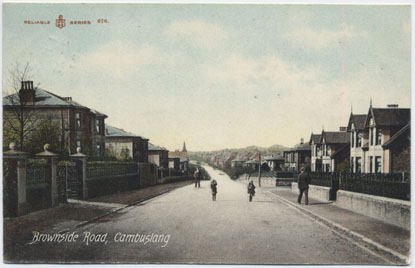 Brownside Road circa 1900, Calder Drive is on the right
and West Coates School Spire seen on the left - Card Postmarked 1907 - Reliable Series No 676